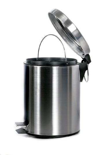 Papelera 12L. pedal inox. Brillo