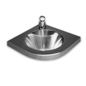 Lavamanos esquinero inox. con taladro grifo